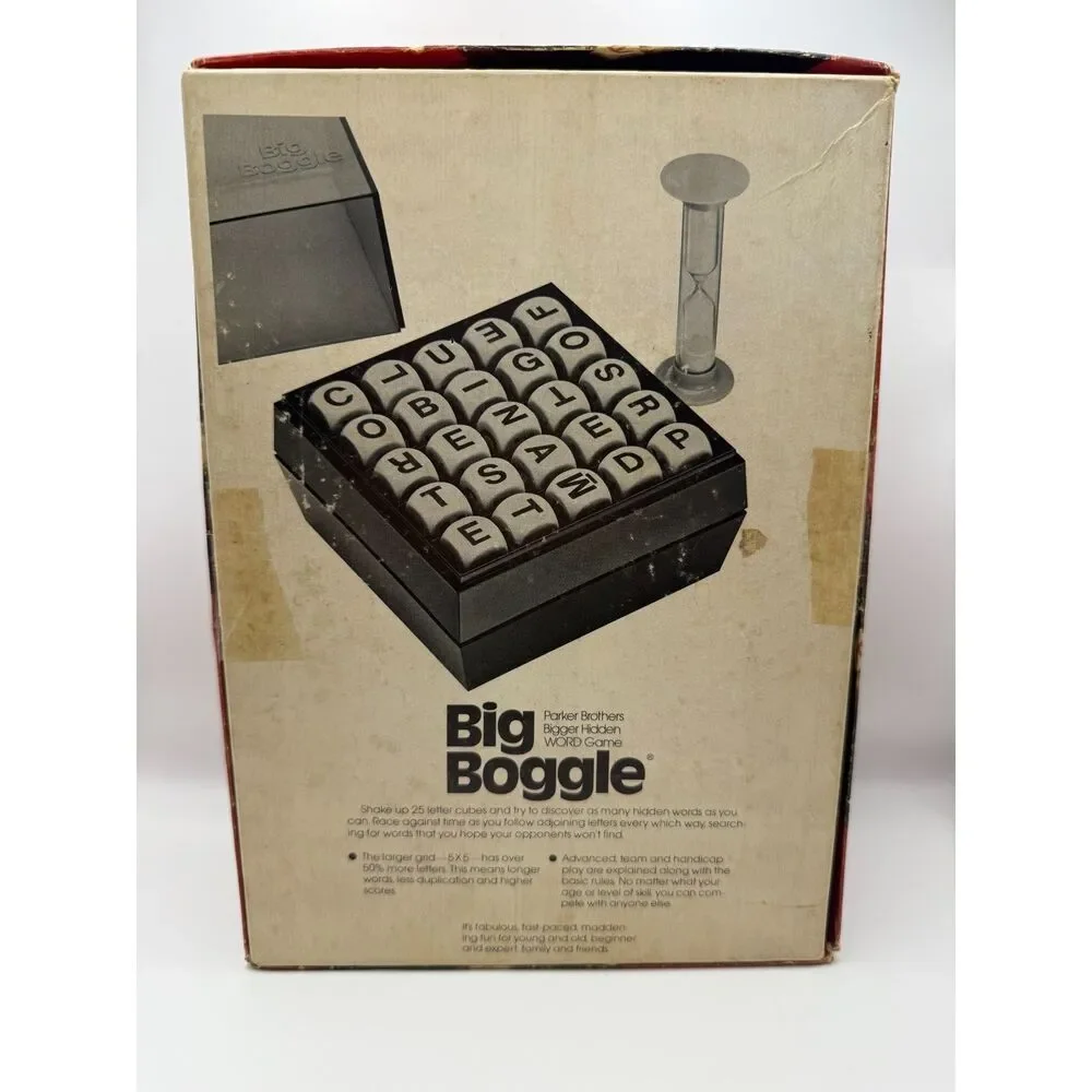 Vintage 1979 Big Boggle Game Parker Brothers Wood Cubes Parts/Read Description